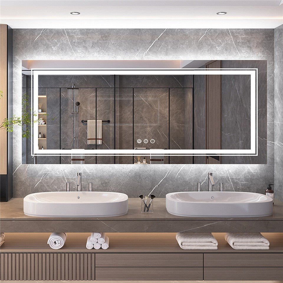 Mirrors: Anti-Fog LED Bathroom Mirror with 2-Way Mount
