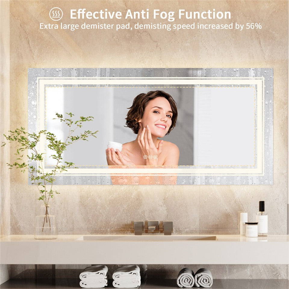 Mirrors: Anti-Fog LED Bathroom Mirror with 2-Way Mount
