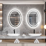 Mirrors: 80CM Oval Backlit+Front LED Bathroom Mirror Dimmable Shatter-Proof Vanity Mirror