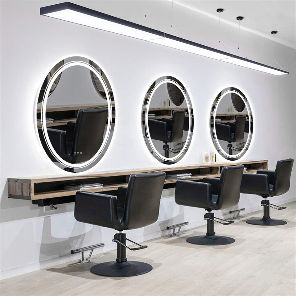 Mirrors: 80CM Oval Backlit+Front LED Bathroom Mirror Dimmable Shatter-Proof Vanity Mirror