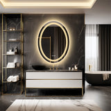 Mirrors: 80CM Oval Backlit+Front LED Bathroom Mirror Dimmable Shatter-Proof Vanity Mirror