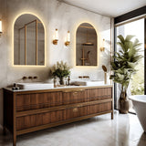 Bathroom Cabinets, Cupboards & Storage: Arch Dimmable Led Bathroom Vanity Mirror w Antifog Temperature Date Time Display