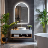 Bathroom Cabinets, Cupboards & Storage: Arch Dimmable Led Bathroom Vanity Mirror w Antifog Temperature Date Time Display