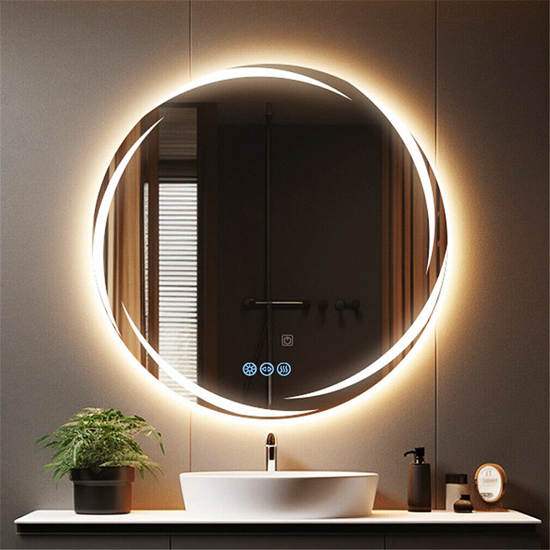 Mirrors: Round LED Anti-Fog Backlit Bathroom Mirror
