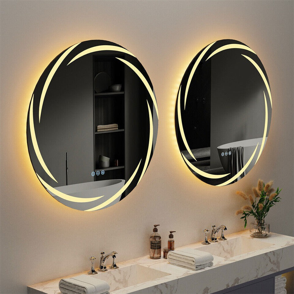 Mirrors: Round LED Anti-Fog Backlit Bathroom Mirror