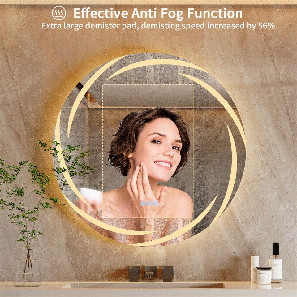 Mirrors: Round LED Anti-Fog Backlit Bathroom Mirror