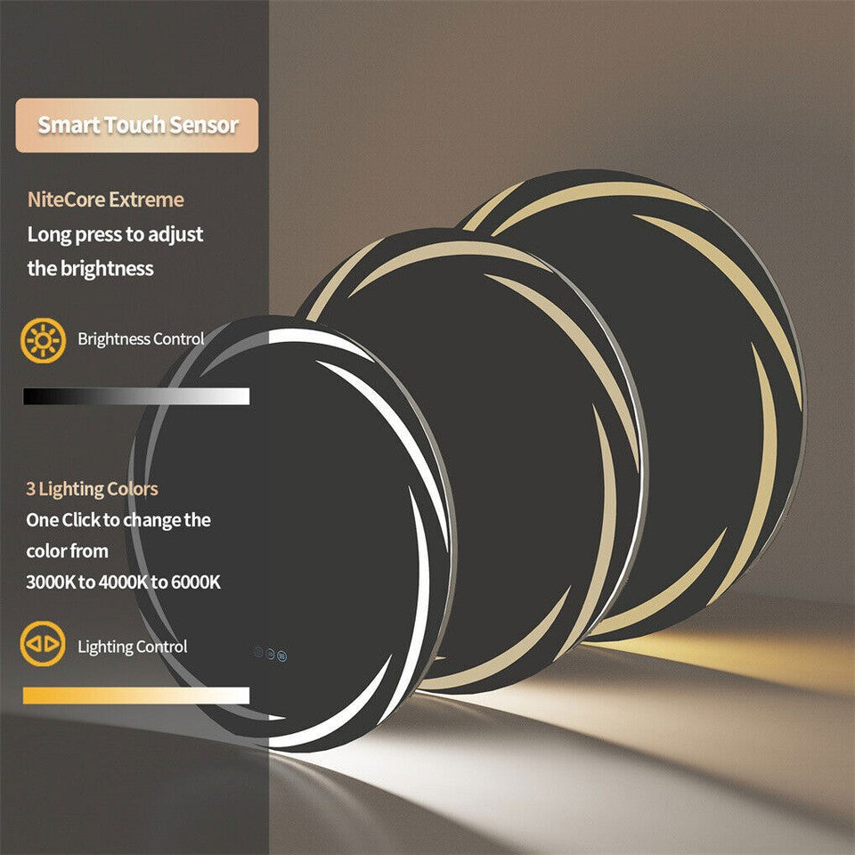 Mirrors: Round LED Anti-Fog Backlit Bathroom Mirror