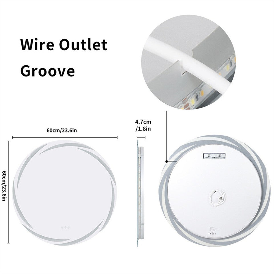 Mirrors: Round LED Anti-Fog Backlit Bathroom Mirror
