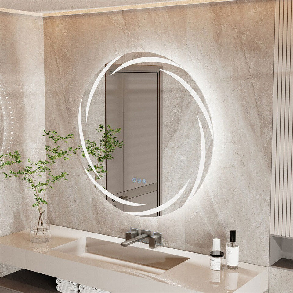 Mirrors: Round LED Anti-Fog Backlit Bathroom Mirror
