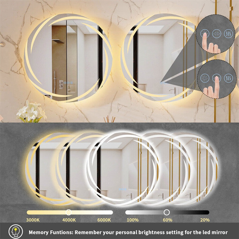 Mirrors: Round LED Anti-Fog Backlit Bathroom Mirror