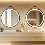 Mirrors: Round LED Bathroom Mirror with Anti-Fog & Black Frame