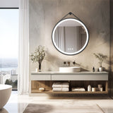 Mirrors: Round LED Bathroom Mirror with Anti-Fog & Black Frame