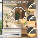 Mirrors: Round LED Bathroom Mirror with Anti-Fog & Black Frame