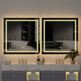 Mirrors: Fin Large Square Wall Mount Smart Led Bathroom Mirror Anti Fog Backlit Vanity Mirror