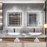 Mirrors: Fin Large Square Wall Mount Smart Led Bathroom Mirror Anti Fog Backlit Vanity Mirror