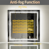 Mirrors: Fin Large Square Wall Mount Smart Led Bathroom Mirror Anti Fog Backlit Vanity Mirror
