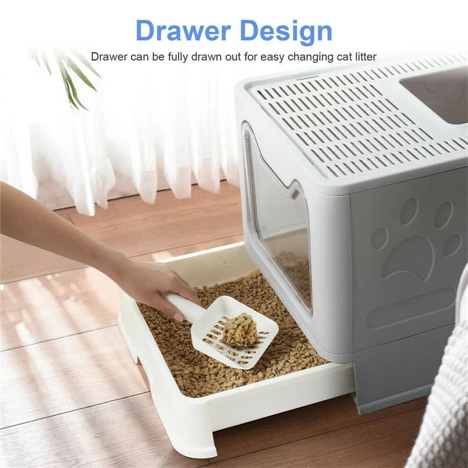 Cat Litter: Self-Cleaning Hooded Cat Litter Box Enclosed Large Kitty Toilet Box Tray Refills