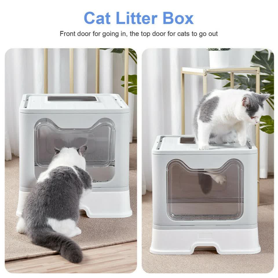 Cat Litter: Self-Cleaning Hooded Cat Litter Box Enclosed Large Kitty Toilet Box Tray Refills
