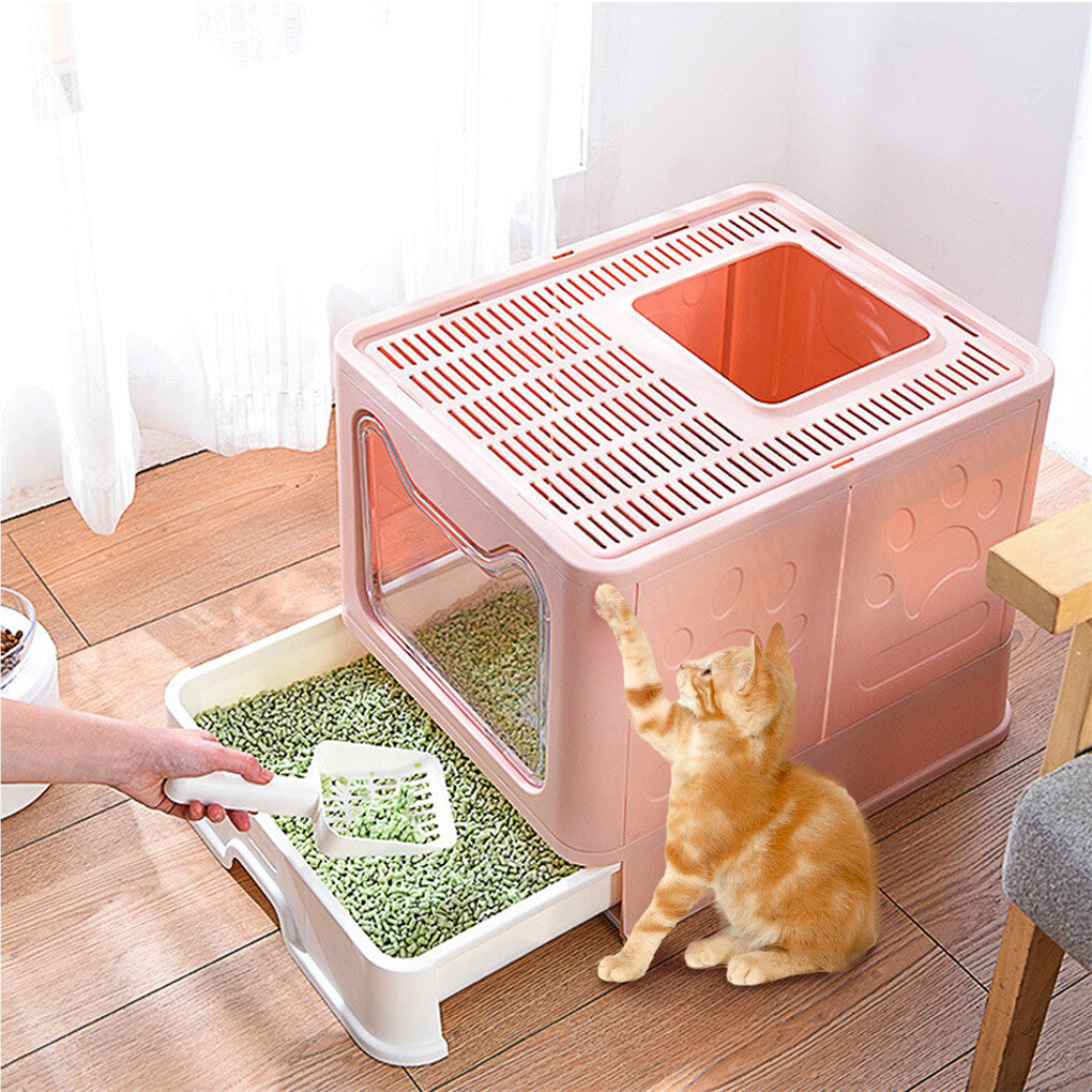 Cat Litter: Xxl Large Cat Litter Box Self-Cleaning No Smell Pet Toilet Box With Tray & Scoop