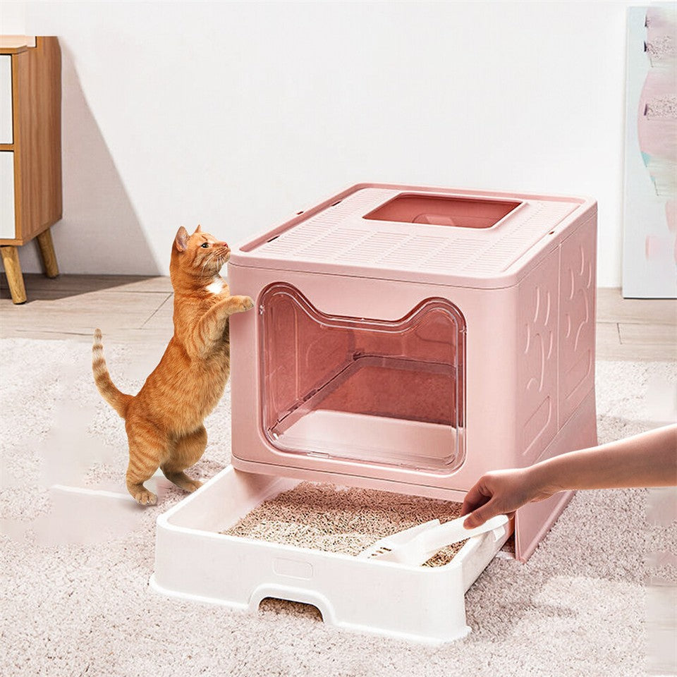 Cat Litter: Xxl Large Cat Litter Box Self-Cleaning No Smell Pet Toilet Box With Tray & Scoop