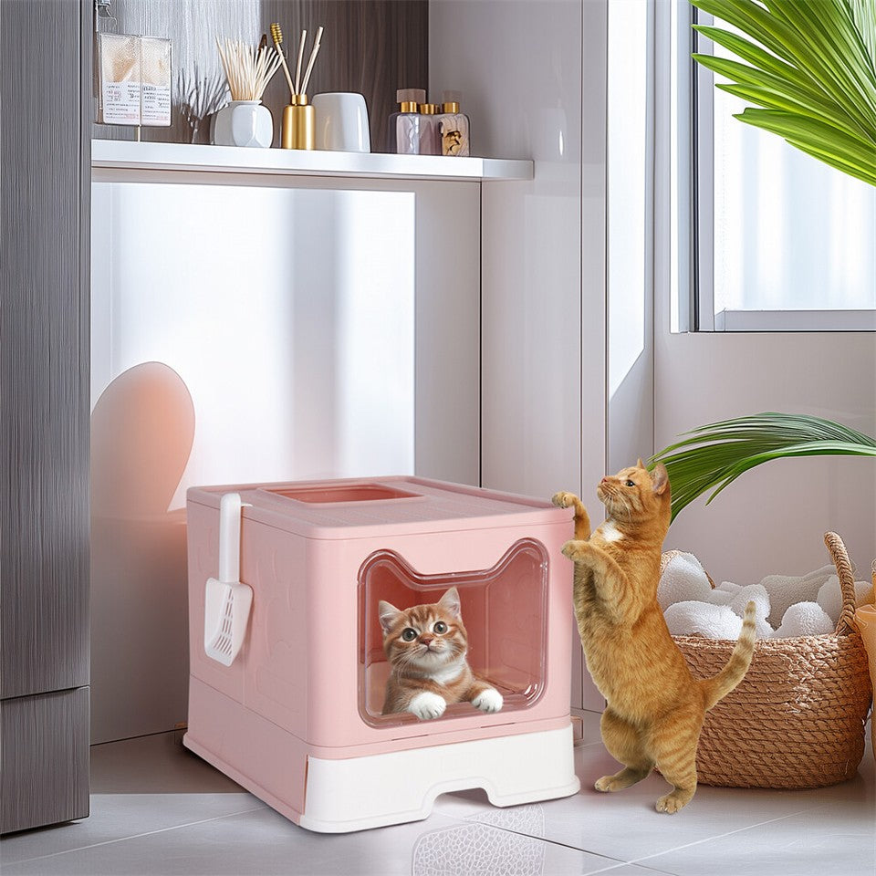 Cat Litter: Xxl Large Cat Litter Box Self-Cleaning No Smell Pet Toilet Box With Tray & Scoop