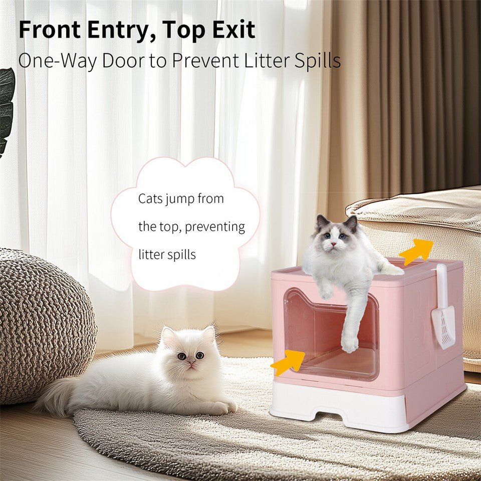 Cat Litter: Xxl Large Cat Litter Box Self-Cleaning No Smell Pet Toilet Box With Tray & Scoop
