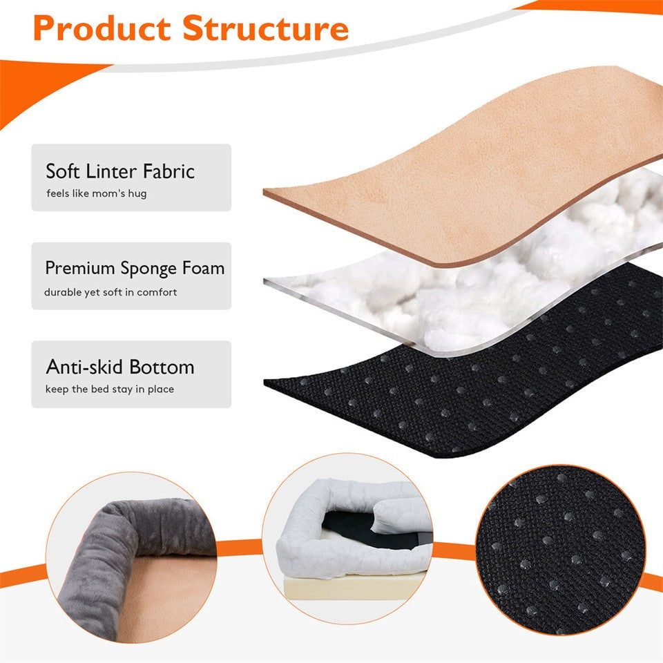 Dog Beds: Memory Foam Dog Sofa with Orthopedic Bed & Rim Pillow