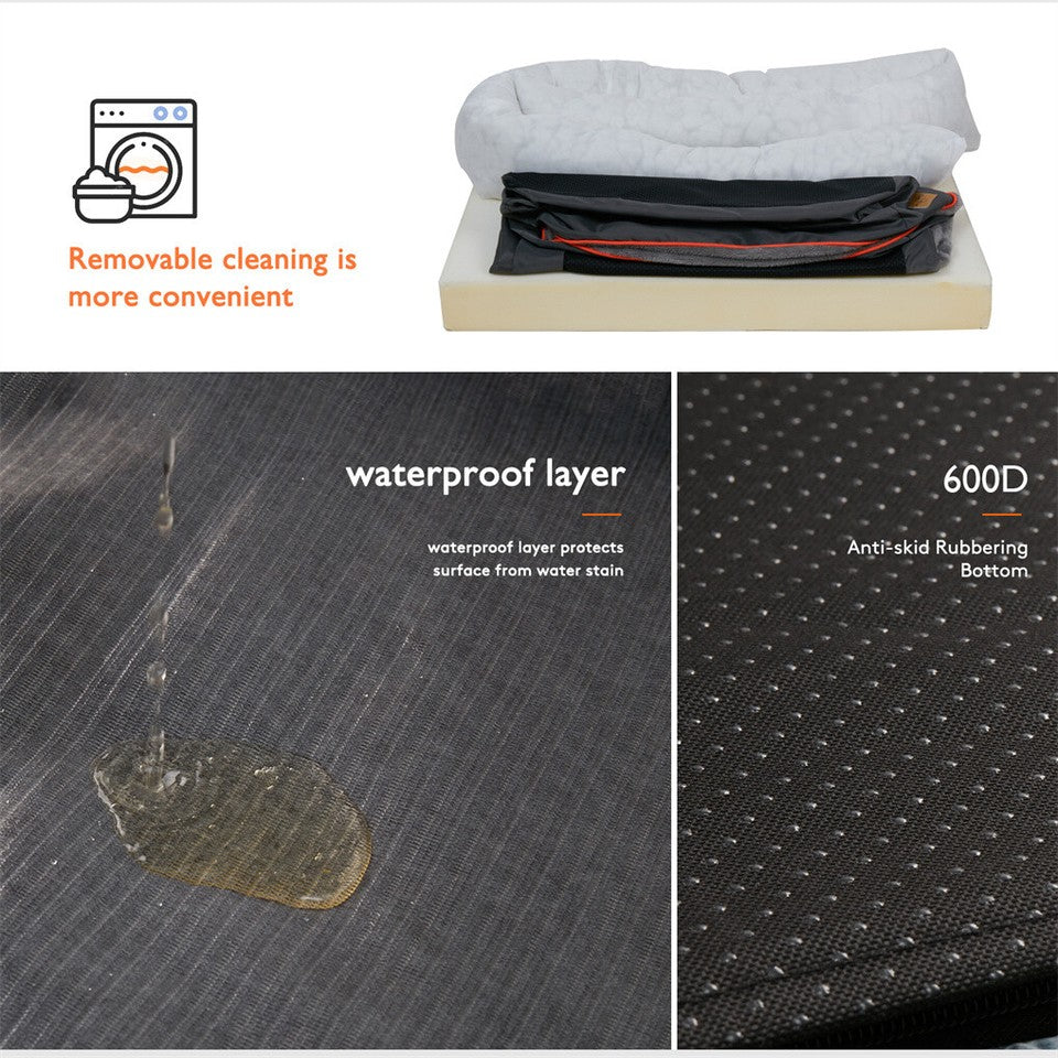 Dog Beds: Memory Foam Dog Sofa with Orthopedic Bed & Rim Pillow
