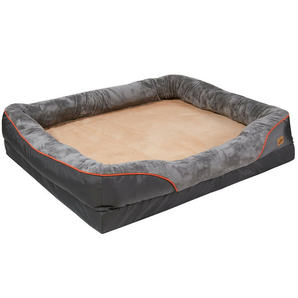 Dog Beds: Memory Foam Dog Sofa with Orthopedic Bed & Rim Pillow