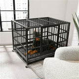 Small Animal Habitats & Cages: Heavy Duty Dog Cage with Lock & Bottom Tray