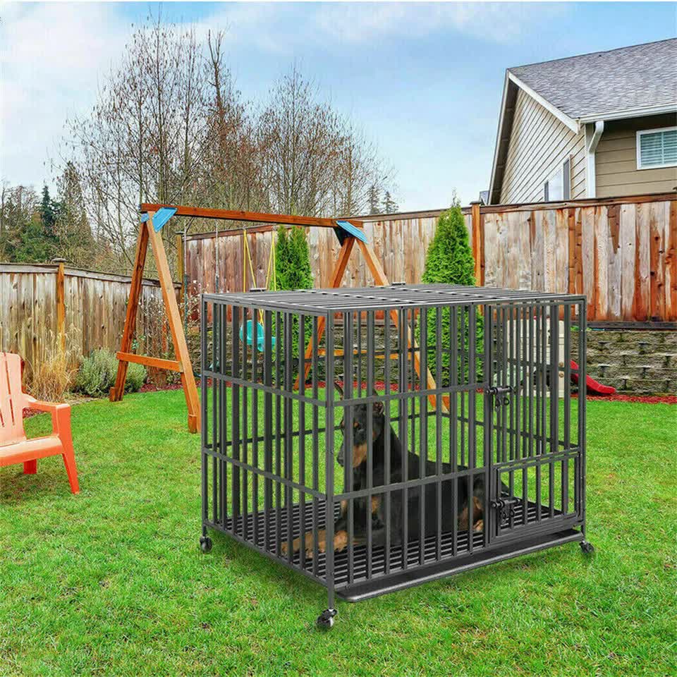 Heavy Duty Dog Cage with Lock & Bottom Tray XXL
