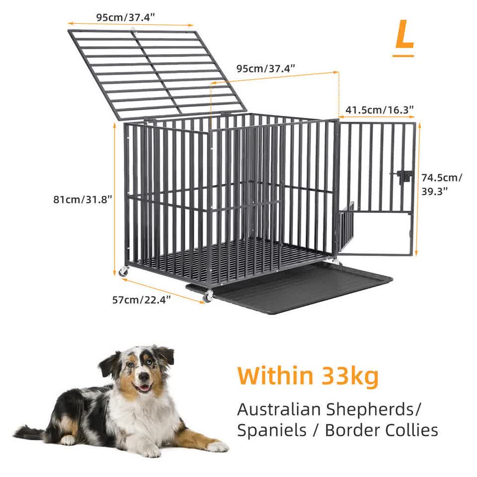 Heavy Duty Dog Cage with Lock & Bottom Tray XXL