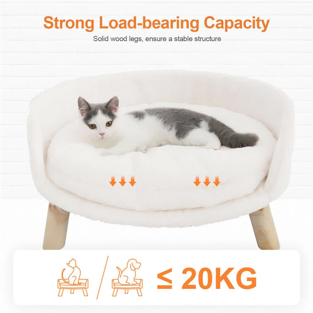 Dog Beds: Pet Sofa Bed with Plush Cushion & Wooden Legs