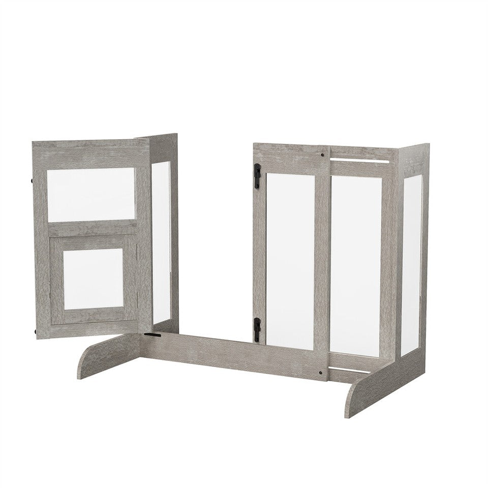 Dog Playpens & Gates: 32" Tall Dog Door Gate Freestanding Adjustable Pet Barrier Gate Doorways Stairs