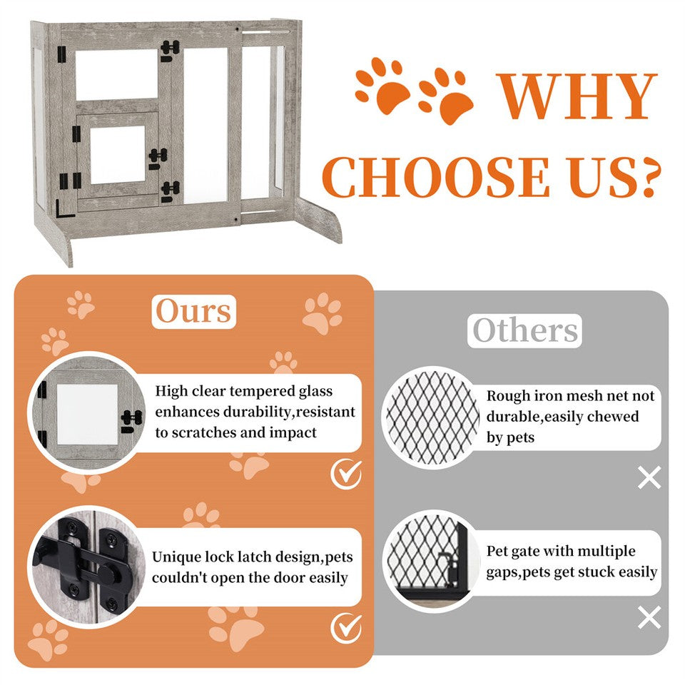 Dog Playpens & Gates: FIN 32" Tall Dog Door Gate Freestanding Adjustable Pet Barrier Gate Doorways Stairs
