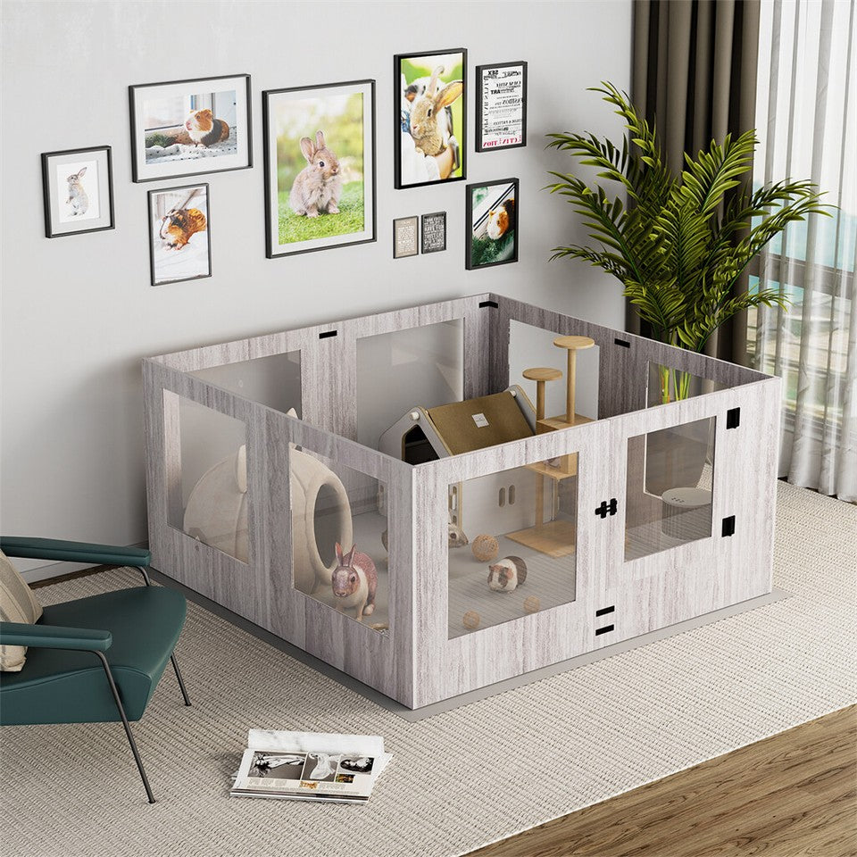 Dog Playpens & Gates: Fin Xl Safest Tempered Glass Dog Whelping Pen Box Shatter-Proof Playpen Exercise Box