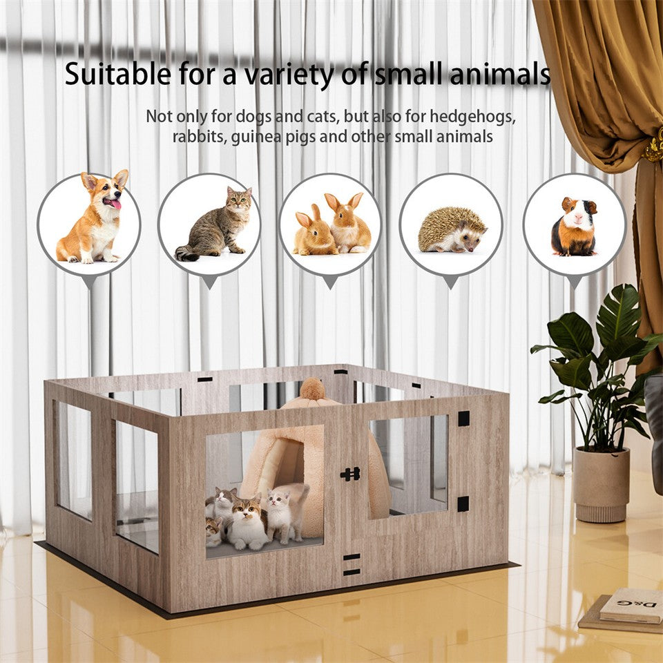 Dog Playpens & Gates: Fin Xl Safest Tempered Glass Dog Whelping Pen Box Shatter-Proof Playpen Exercise Box