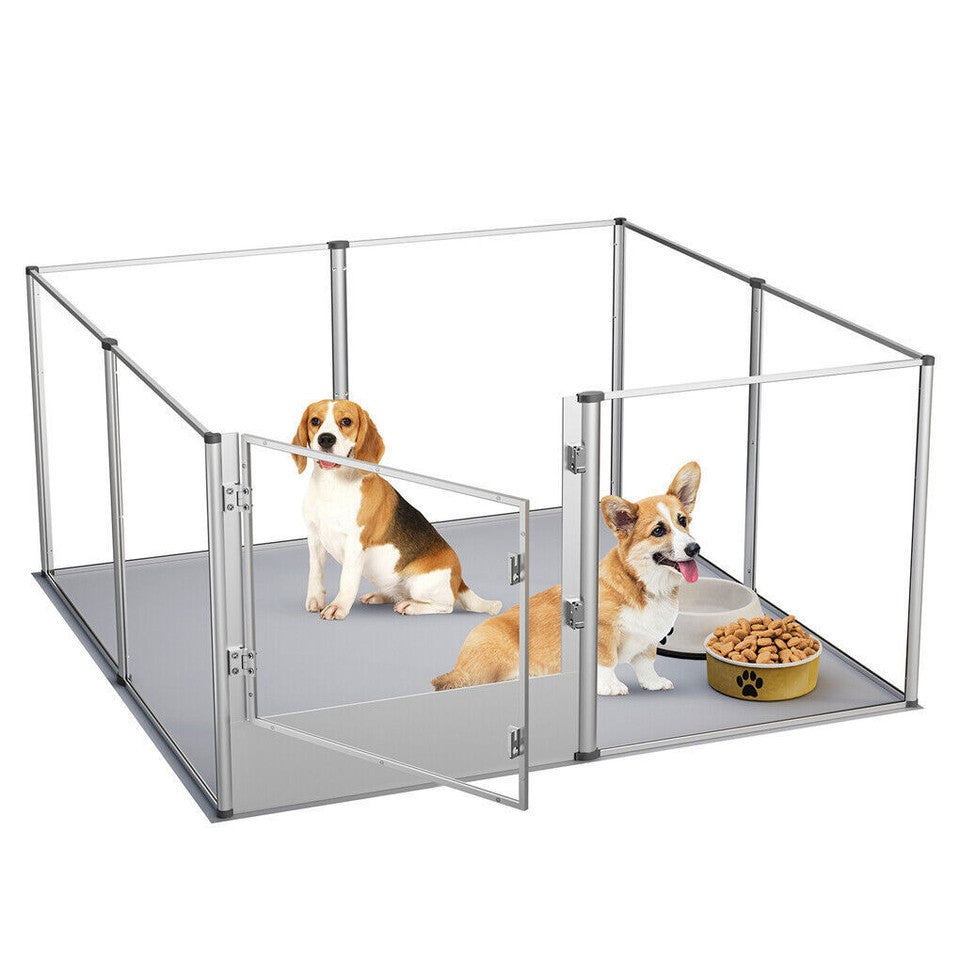 Dog Playpens & Gates: Versatile Sleek Thick Acrylic Pet Playpen Dog Puppies Run Kennel Rabbit Play Pen