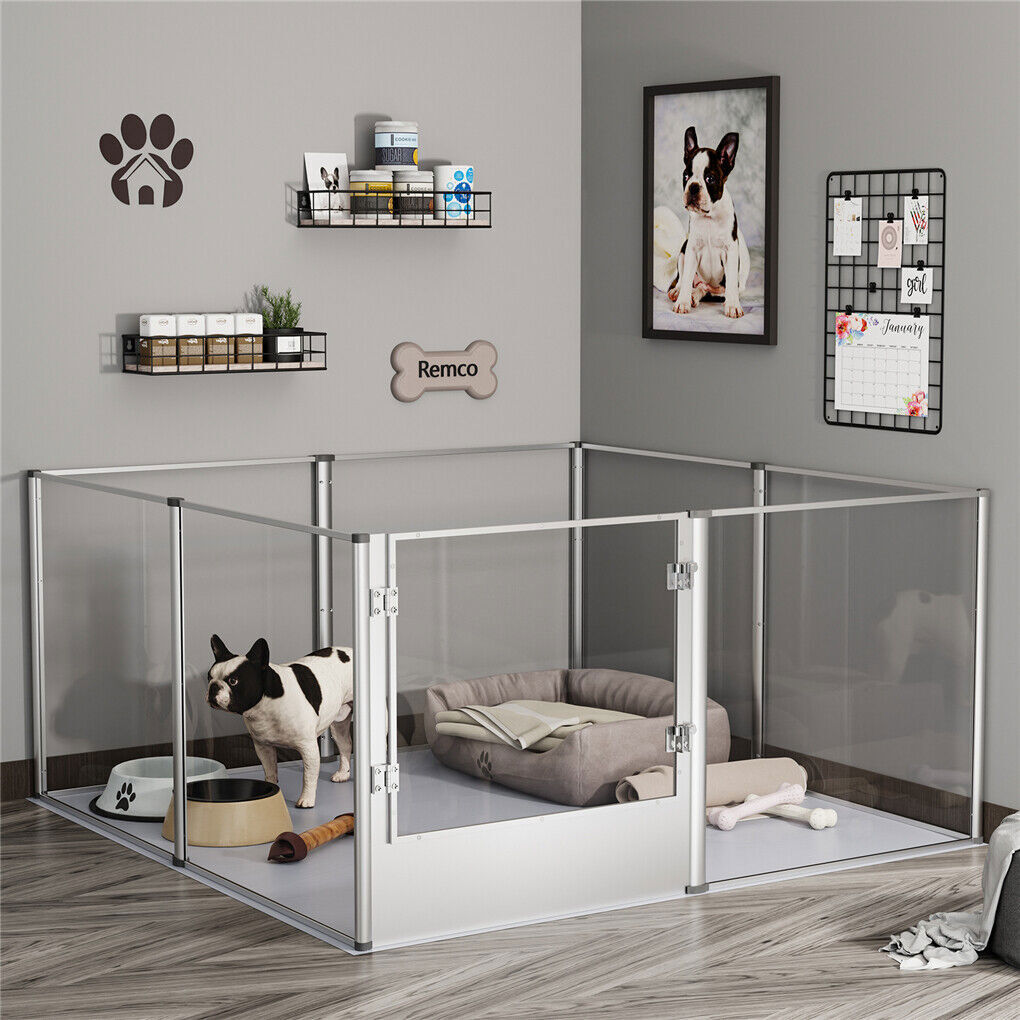Dog Playpens & Gates: Versatile Sleek Thick Acrylic Pet Playpen Dog Puppies Run Kennel Rabbit Play Pen