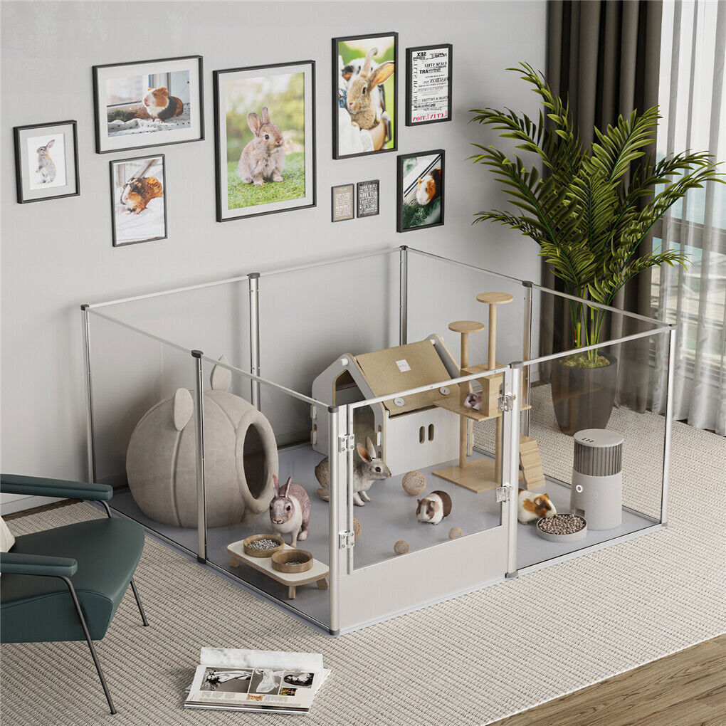 Dog Playpens & Gates: Versatile Sleek Thick Acrylic Pet Playpen Dog Puppies Run Kennel Rabbit Play Pen