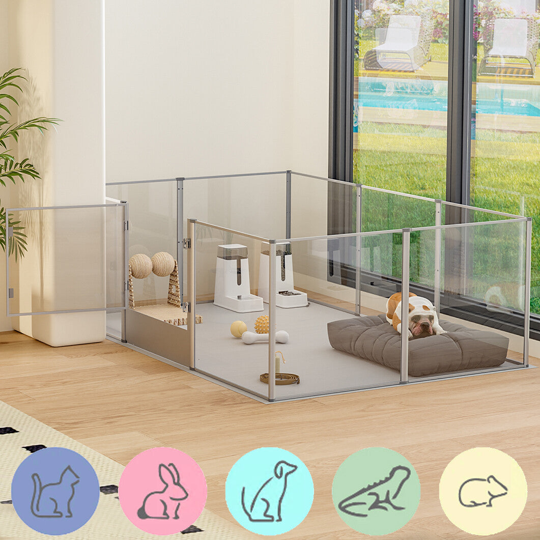 Dog Playpens & Gates: Versatile Sleek Thick Acrylic Pet Playpen Dog Puppies Run Kennel Rabbit Play Pen