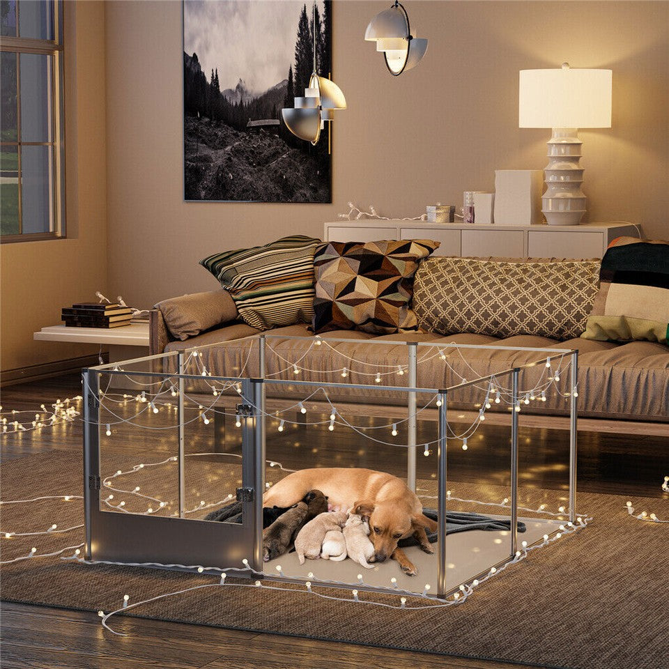 Dog Playpens & Gates: Versatile Sleek Thick Acrylic Pet Playpen Dog Puppies Run Kennel Rabbit Play Pen