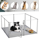 Dog Playpens & Gates: 81cm Highest Acrylic Dog Whelping Pen Box Safe Aluminum Frame Pet Playpen w/ Mat