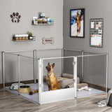 Dog Playpens & Gates: 81cm Highest Acrylic Dog Whelping Pen Box Safe Aluminum Frame Pet Playpen w/ Mat
