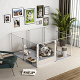 Dog Playpens & Gates: 81cm Highest Acrylic Dog Whelping Pen Box Safe Aluminum Frame Pet Playpen w/ Mat