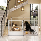 Dog Playpens & Gates: 81cm Highest Acrylic Dog Whelping Pen Box Safe Aluminum Frame Pet Playpen w/ Mat
