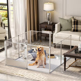 Dog Playpens & Gates: 81cm Highest Acrylic Dog Whelping Pen Box Safe Aluminum Frame Pet Playpen w/ Mat
