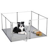 Dog Playpens & Gates: 81cm Highest Acrylic Dog Whelping Pen Box Safe Aluminum Frame Pet Playpen w/ Mat