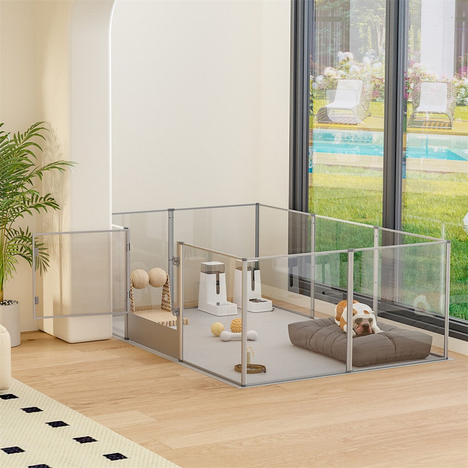 10-Piece Large Thicken Acrylic Dog Playpen Puppy Birth Fence with Waterproof Mat
