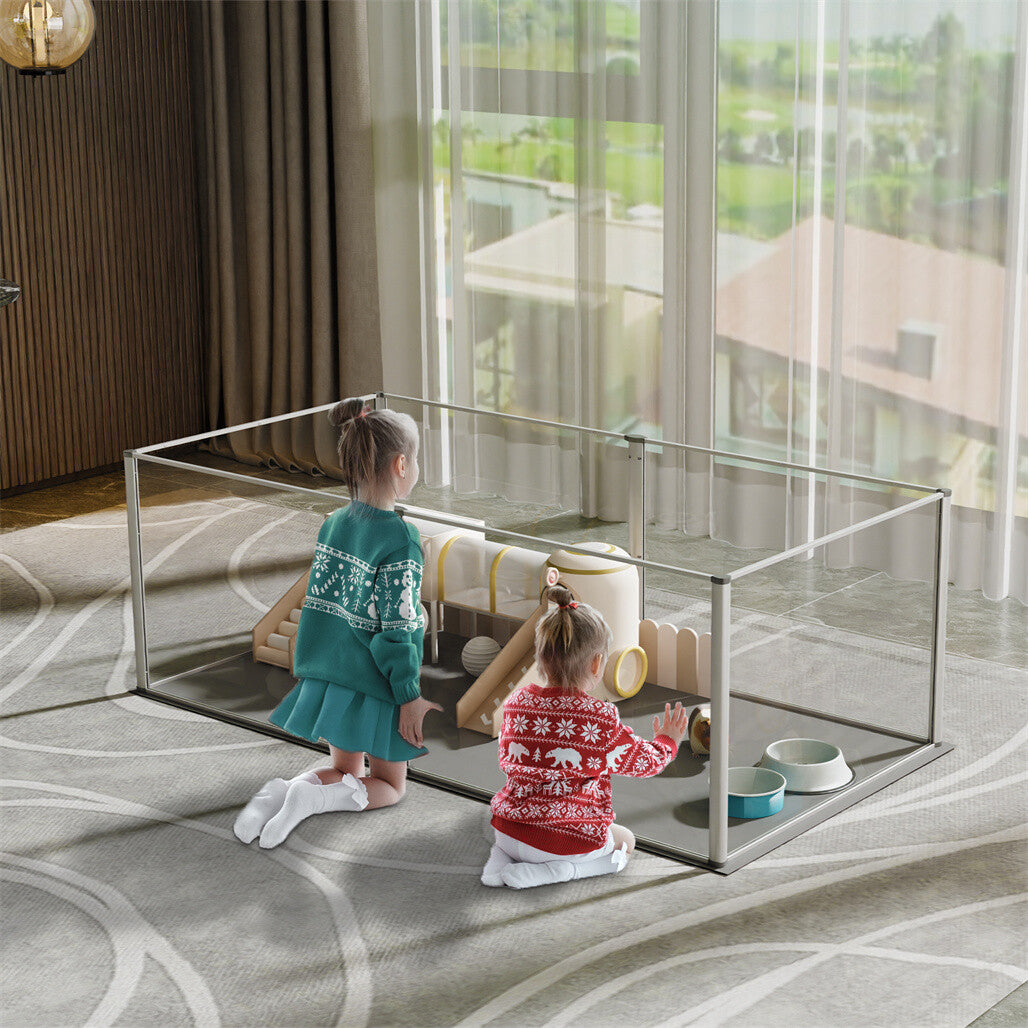 Small Animal Habitats & Cages: Large Acrylic Dog Playpen Fence Clear Pet Fertility Cage Fence Enclosure Playgroup